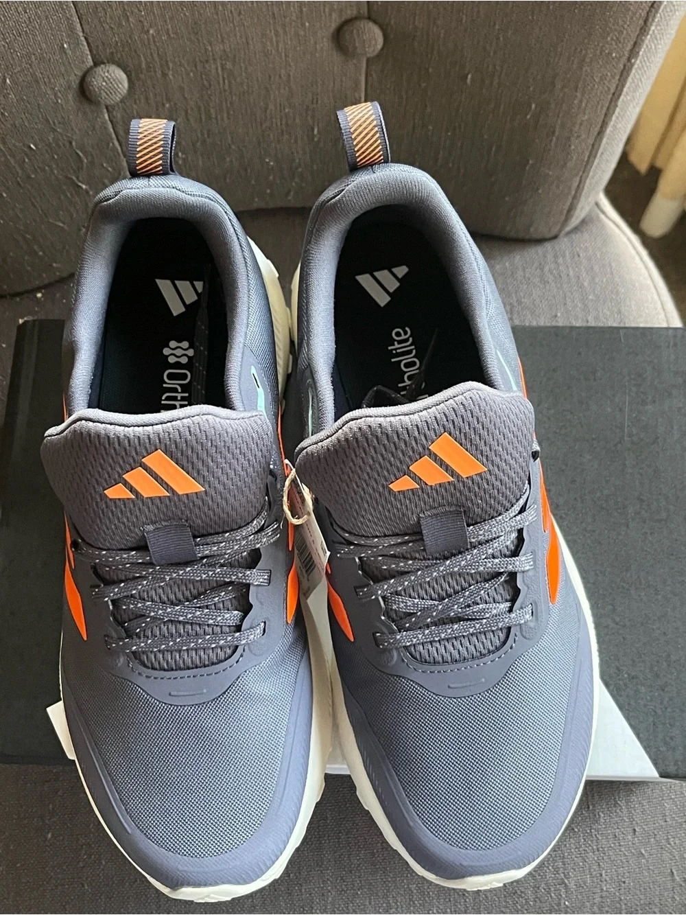 adidas Men's Gray Sneakers with Orange Accents